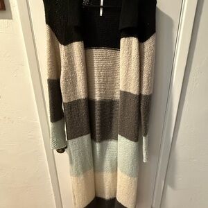 Free People Colorblock Long Cardigan